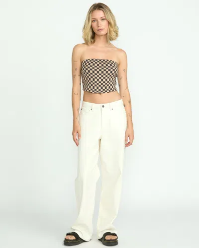 Volcom Women's Stoned Boyfriend High Rise Jeans In White