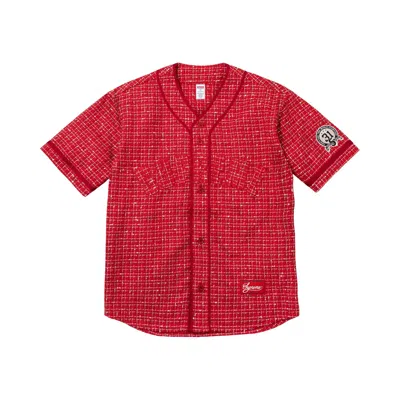 Pre-owned Supreme Bouclé Baseball Jersey 'red' | Men's Size M