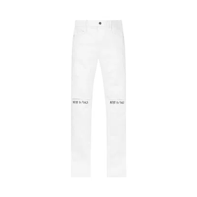 Pre-owned Rta Bryant Skinny Jeans 'white Rest In Peace' | Men's Size 36