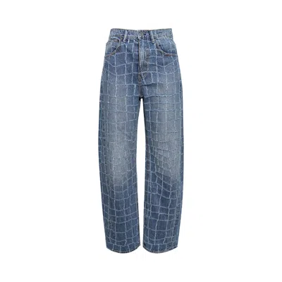 Pre-owned Alexander Wang Croc Rip Balloon Jeans 'vintage Light Indigo' | Blue | Women's Size 28