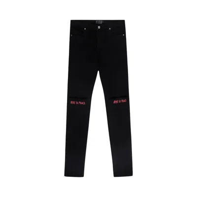 Pre-owned Rta Bryant Skinny Jeans 'black Red Rest In Peace' | Men's Size 36