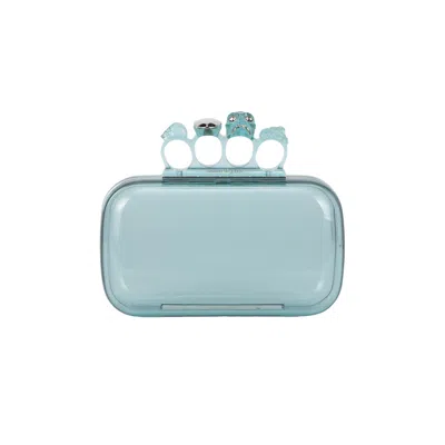 Pre-owned Alexander Mcqueen Skull Four-ring Clutch 'pale Blue' | Women's Size Onesize