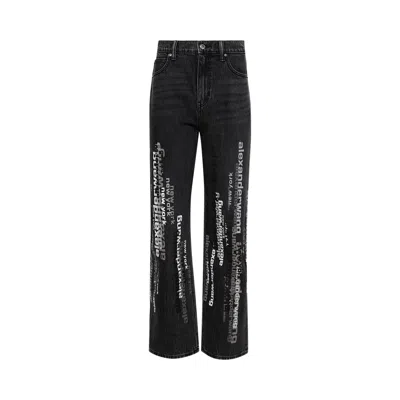 Pre-owned Alexander Wang Ez Jean W/ Vertical Logo Screen Print 'grey Aged' | Women's Size 27 In Gray