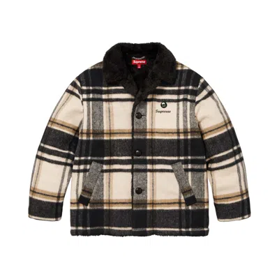 Pre-owned Supreme Plaid Car Coat 'cream' | Men's Size M In White