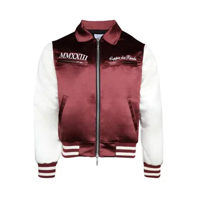 Pre-owned Rhude Satin Front Zip Varsity Jacket 'maroon/cream' | Red | Men's Size M
