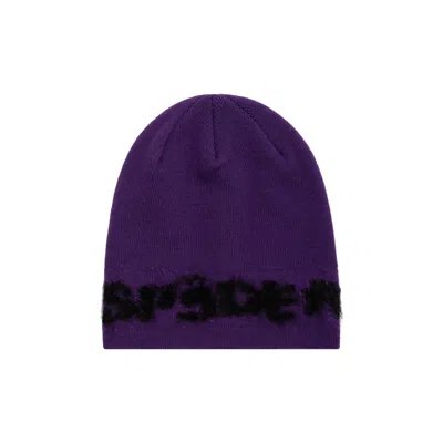 Pre-owned Sp5der Fuzzy Logo Mohair Beanie 'purple' | Men's Size Onesize