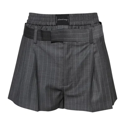 Pre-owned Alexander Wang Pleated Short W/ Boxer 'grey Pinstripe' | Women's Size 10 In Gray