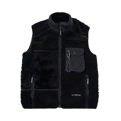Pre-owned And Wander Mix Boa Vest 'black' | Men's Size L/xl