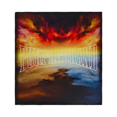 Pre-owned Purple Brand Silk Square Scarves 'black' | Men's Size Onesize