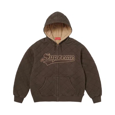 Pre-owned Supreme Quilted Zip Up Hooded Sweatshirt 'dark Brown' | Men's Size Xl