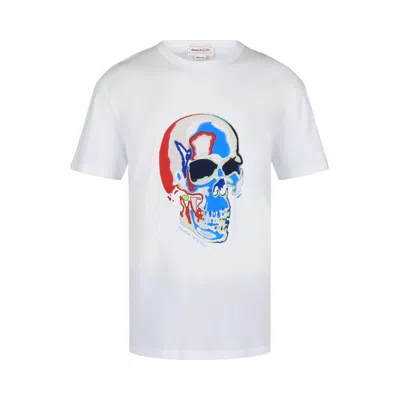 Pre-owned Alexander Mcqueen Solarized Skull Graphic T-shirt 'white Multi' | Men's Size Xs