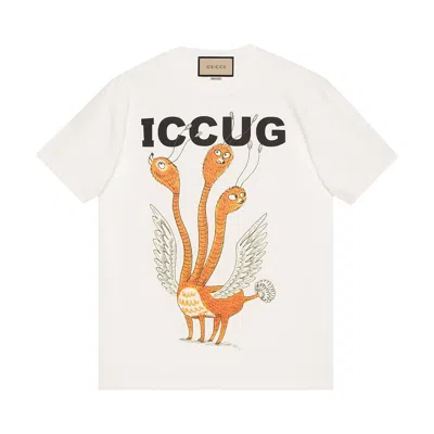 Pre-owned Gucci Freya Hartas Iccug Print T-shirt 'sunlight' | Yellow | Men's Size Xs