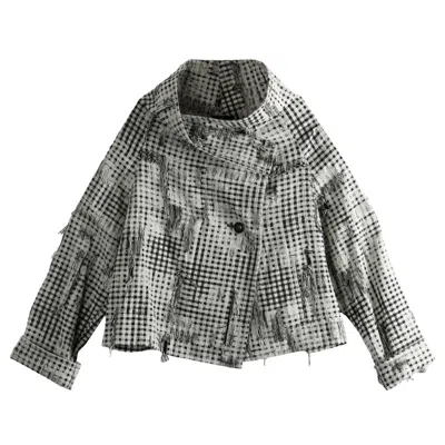 Pre-owned Y's U Curve Wrap Jacket 'white/black' | Women's Size 2