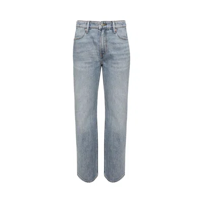 Pre-owned Alexander Wang Mid Rise Relaxed Jeans W/ Prestyle Diamante Charm 'vintage Faded Indigo' | Blue | Wom