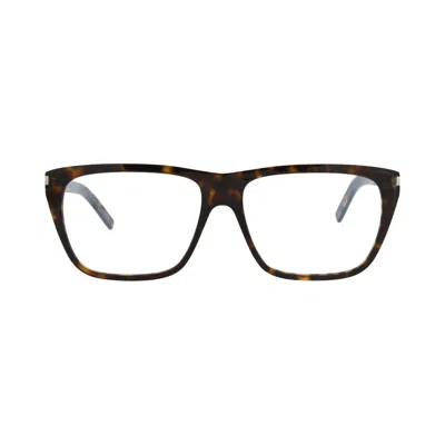 Pre-owned Saint Laurent Square-frame Acetate Optical Frames 'havana Transparent' | Multi-color | Men's Size On