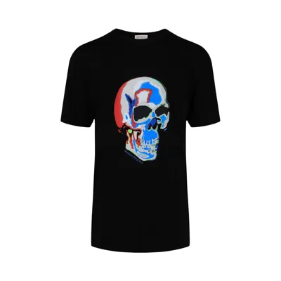 Pre-owned Alexander Mcqueen Solarized Skull Graphic T-shirt 'black Multi' | Men's Size M
