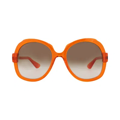 Pre-owned Gucci Round-frame Injection Sunglasses 'orange Brown' | Women's Size Onesize