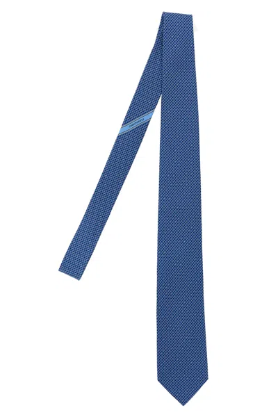 Ferragamo 'gancini' Print Tie In Blue