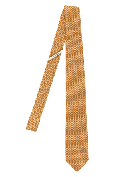 Ferragamo Gancini Print Tie In Orange