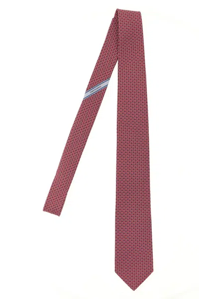 Ferragamo Red Gancini Print Tie In Red