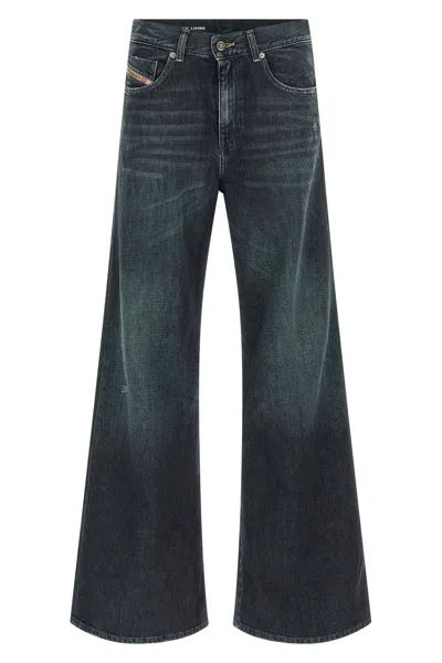 Diesel Wide Jeans 1978 D-akemi With Exposed Seams 32cm L32 In Blue
