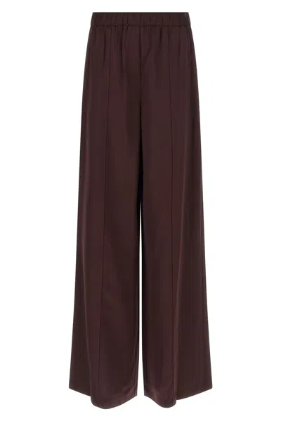 Tory Burch Pintuck Wide-leg Satin Trousers In Brown