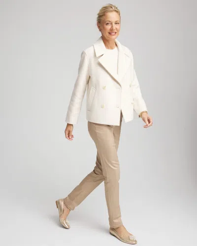 Chico's Wool Peacoat In Cream In White