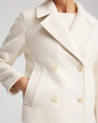 Chico's Wool Peacoat In Cream In White