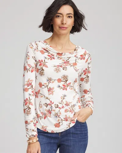 Chico's Touch Of Cool Long-sleeved Cowlneck Tee In White In Neutral