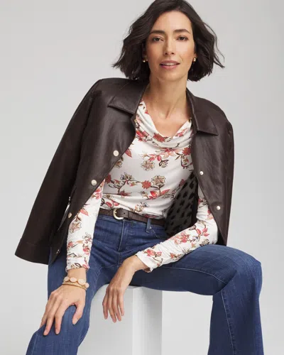 Chico's Touch Of Cool Long-sleeved Cowlneck Tee In White In Neutral