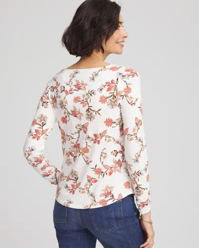 Chico's Touch Of Cool Long-sleeved Cowlneck Tee In White In Neutral