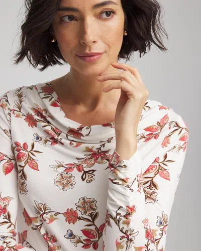 Chico's Touch Of Cool Long-sleeved Cowlneck Tee In White In Neutral