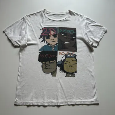 Pre-owned Band Tees Gorillaz T Shirt Band Tee Art Y2k Large White