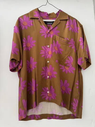 Pre-owned Jacquemus Floral Print Short Sleeve Shirt In Sand