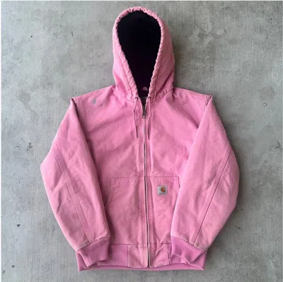 Pre-owned Carhartt X Vintage Y2k Pink Womens Carhartt Hooded Work Wear Jacket