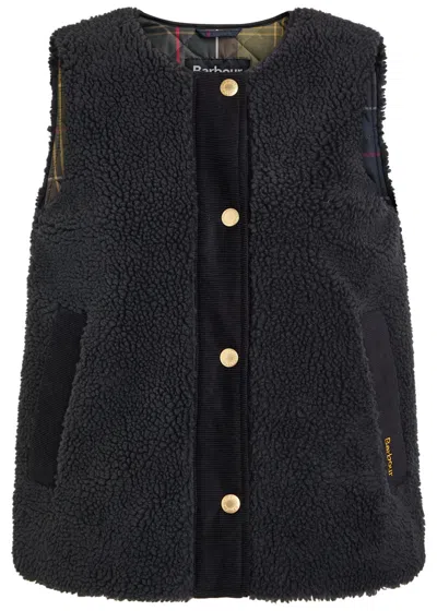 Barbour Dulsie High Pile Fleece Quilted Vest In Black