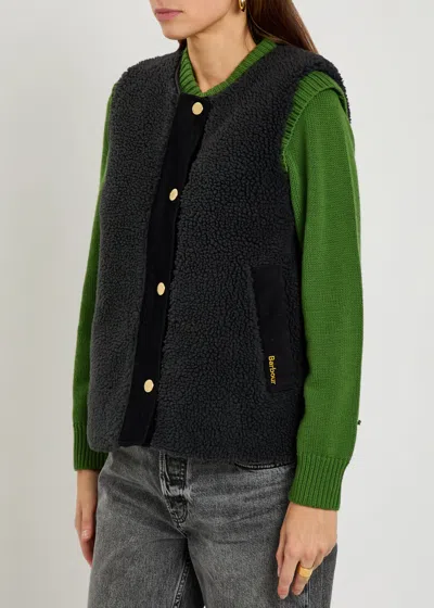 Barbour Dulsie High Pile Fleece Quilted Vest In Black