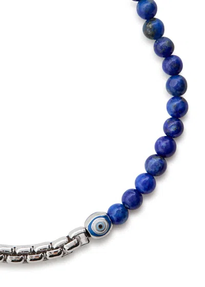 Tateossian Beaded Rhodium-plated Bracelet In Blue