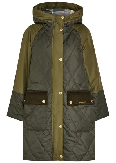 Barbour Elspeth Hooded Quilted Shell Jacket In Green