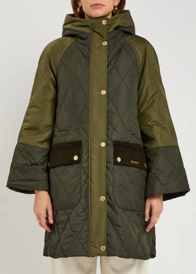 Barbour Elspeth Hooded Quilted Shell Jacket In Green