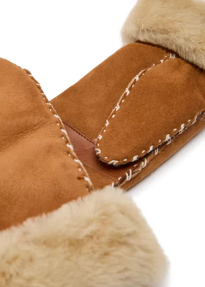 Agnelle Alix Shearling-lined Suede Gloves In Brown