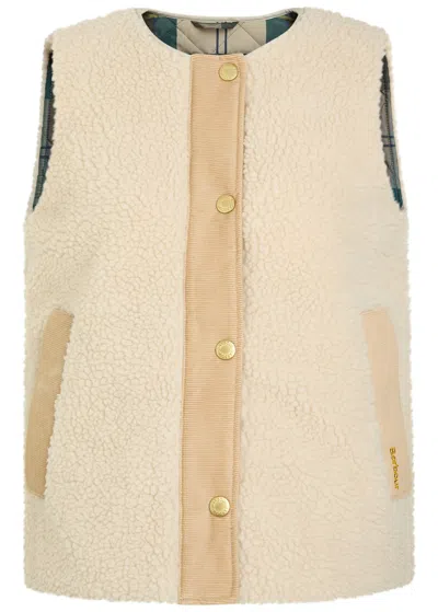 Barbour Dulsie Corduroy-trim Fleece Gilet In Neutral