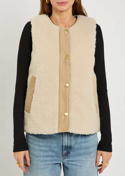 Barbour Dulsie Corduroy-trim Fleece Gilet In Neutral