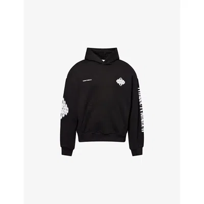 The Couture Club Mens Black Motion Blurred-emblem Cotton-jersey Hoodie In Black