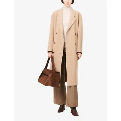 Theory Womens Palomino Belted Notch-lapels Wool And Cashmere Coat In Neutral