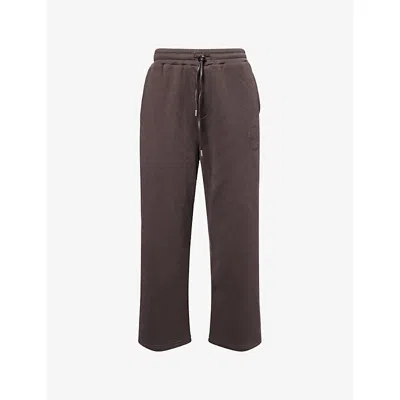 The Couture Club Mens Charcoal Script Wide-leg Knitted Jogging Bottoms In Gray