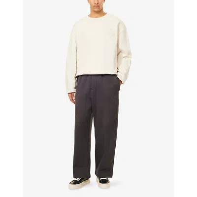 The Couture Club Mens Charcoal Script Wide-leg Knitted Jogging Bottoms In Gray