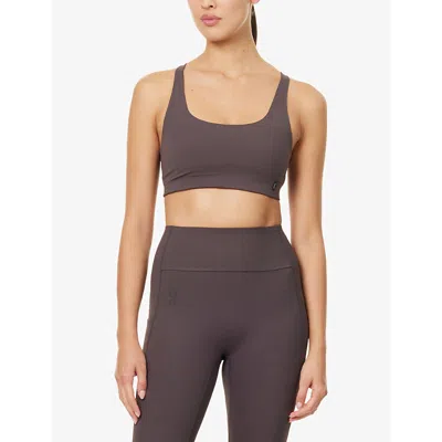 On Womens Pebble Studio Stretch-woven Bra Xl In Gray