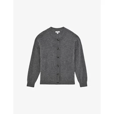 Reiss Womens Grey Mel Button-up Cashmere Cardigan In Gray