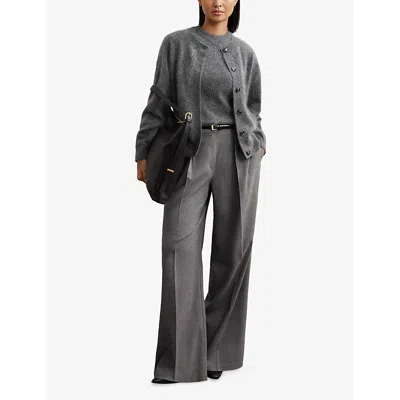 Reiss Womens Grey Mel Button-up Cashmere Cardigan In Gray